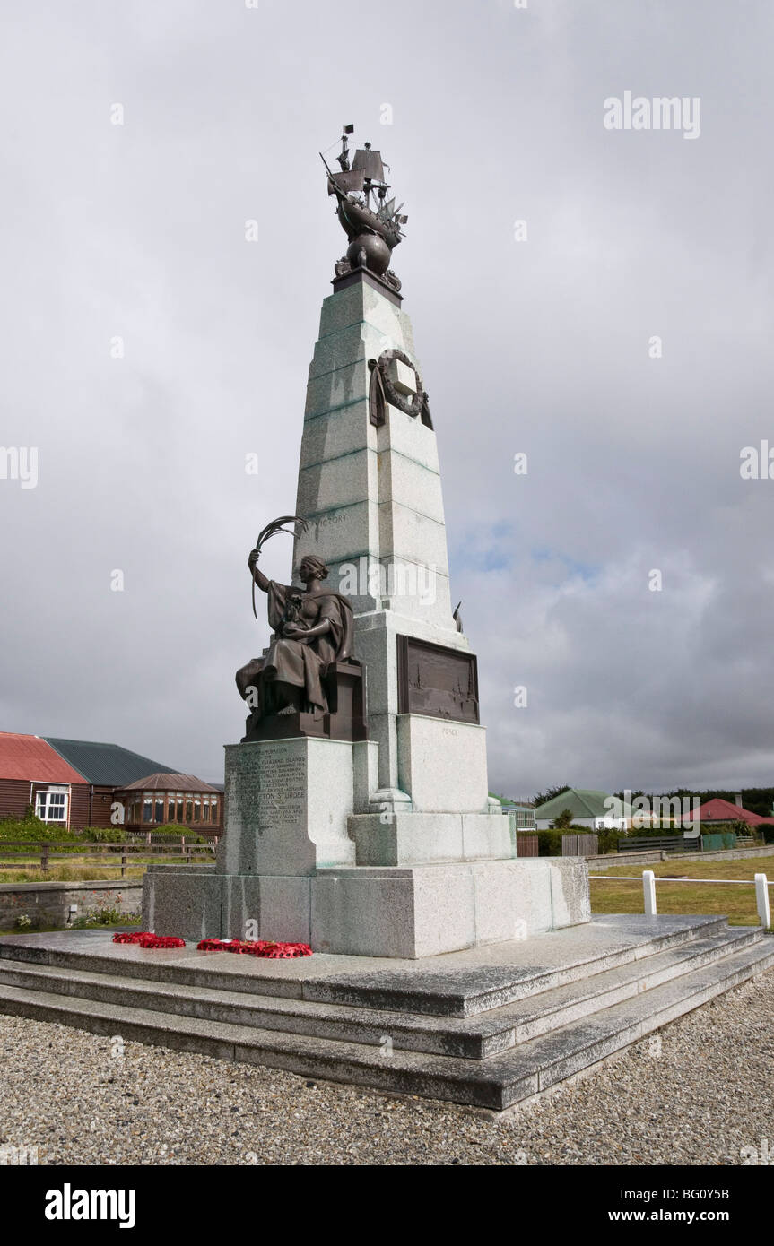 War Memorial, Port Stanley, Islas Malvinas, América del Sur Foto de stock