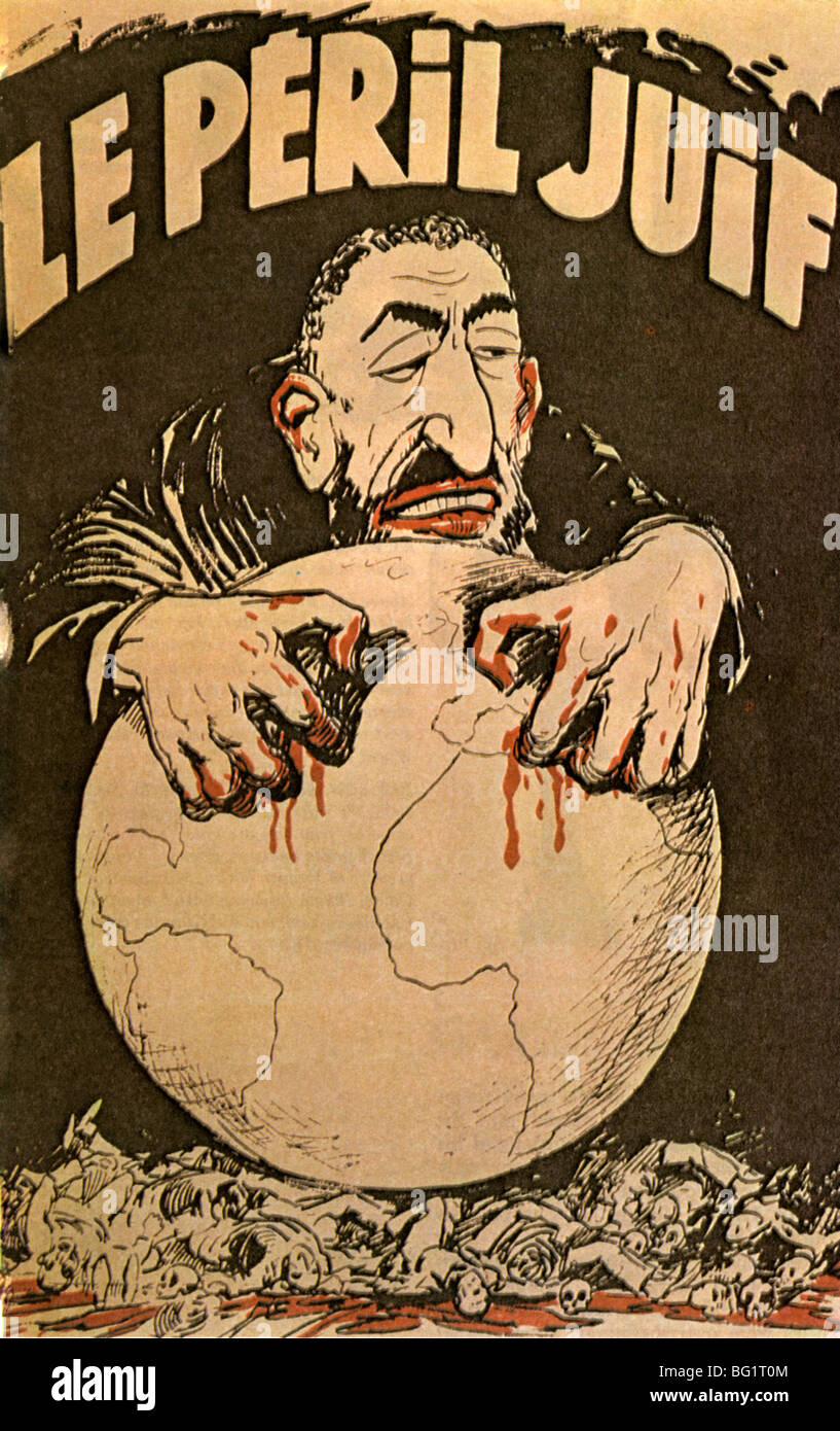El antisemitismo francés cartel de aproximadamente 1936 Foto de stock