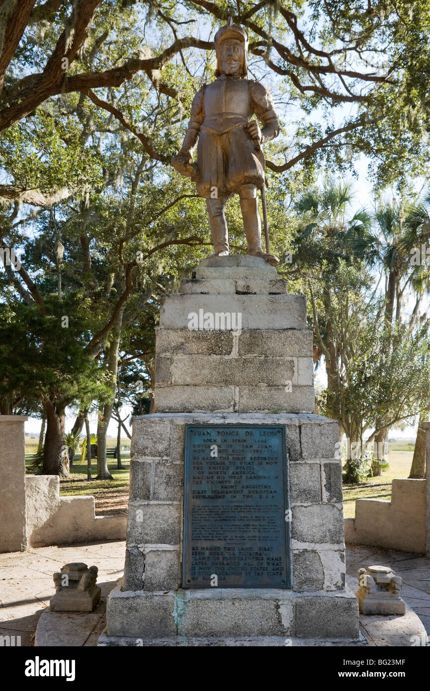 Estatua de Juan Ponce de León, fuente de la Juventud Park, San Agustín