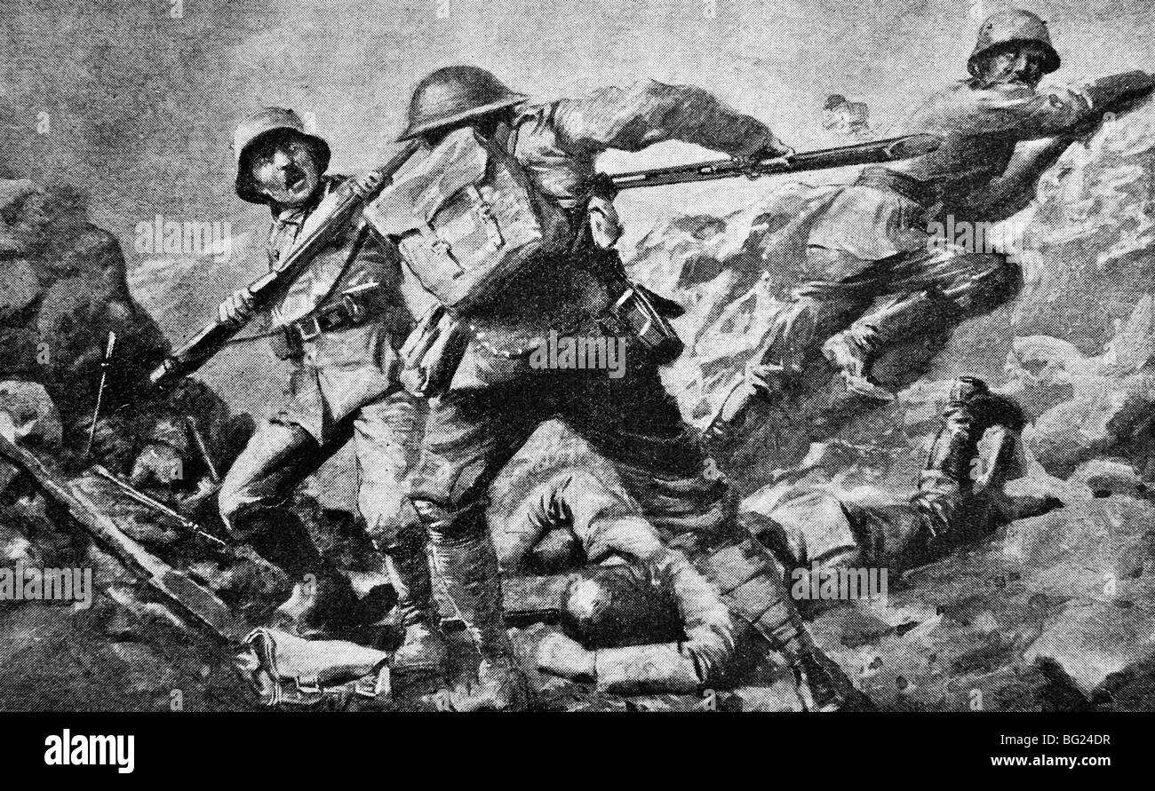 Ww1 soldados alemanes luchando trincheras primera guerra mundial Imágenes de stock en blanco y