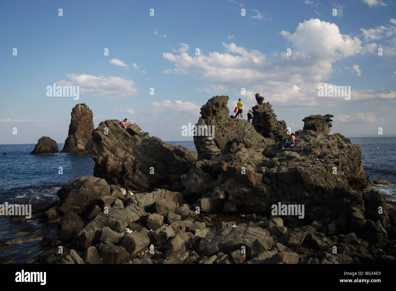 Italia, en Sicilia, en la isla de Stromboli paisaje rocoso Foto de stock