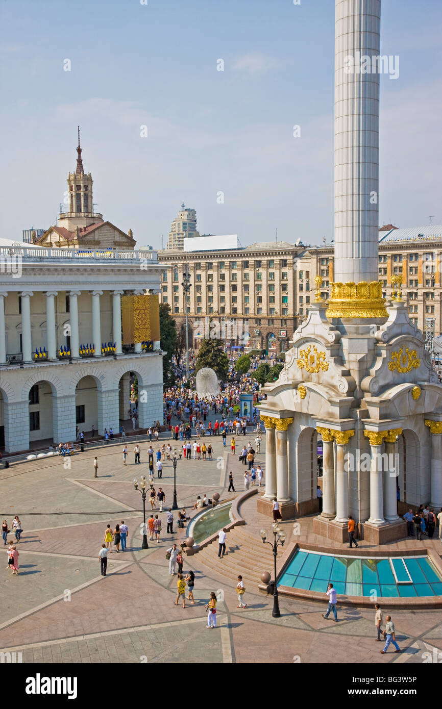 Día de la independencia, Maidan Nezalezhnosti (Plaza de la Independencia), Kiev, Ucrania, Europa Foto de stock