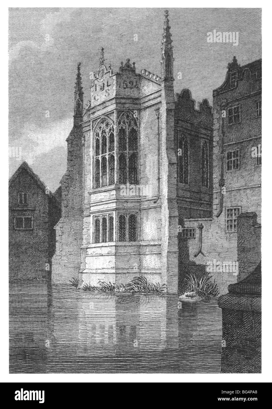 St John's College, Cambridge - Biblioteca, desde el río Cam Foto de stock