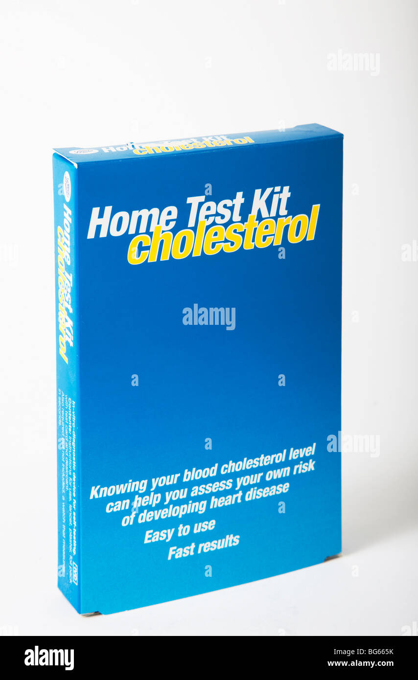 Kit de prueba de 'casa' kit de prueba de colesterol Foto de stock