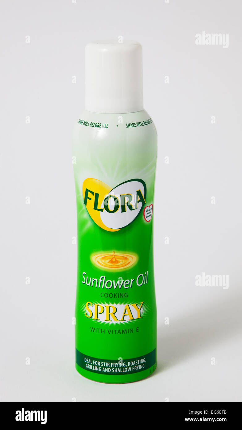 Flora puede pulverizar aceite de girasol Foto de stock