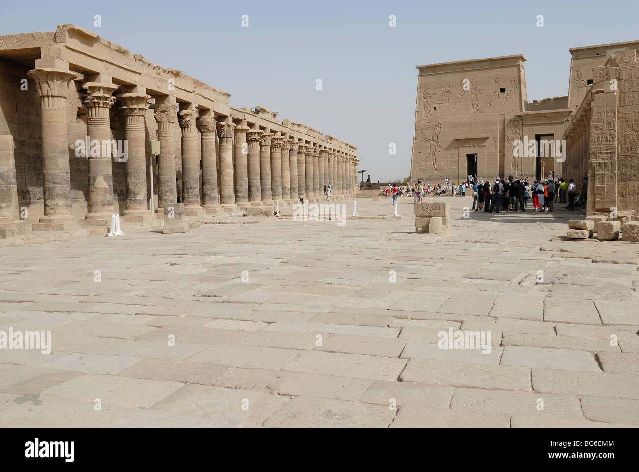 En la isla de Philae Temple en el río Nilo, Egipto. Foto de stock