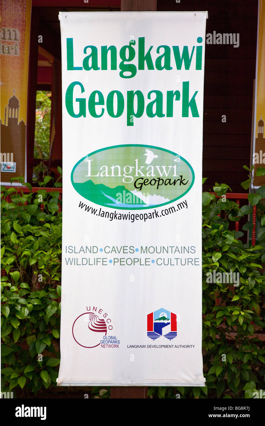 En Pulau Langkawi Geopark banner, Malasia Foto de stock
