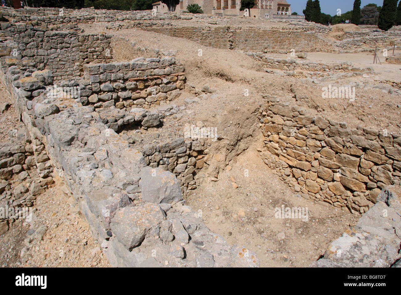 El arte griego Emporium (Ampurias). Ruinas de Neapolis. La provincia de Girona. Cataluña. Foto de stock
