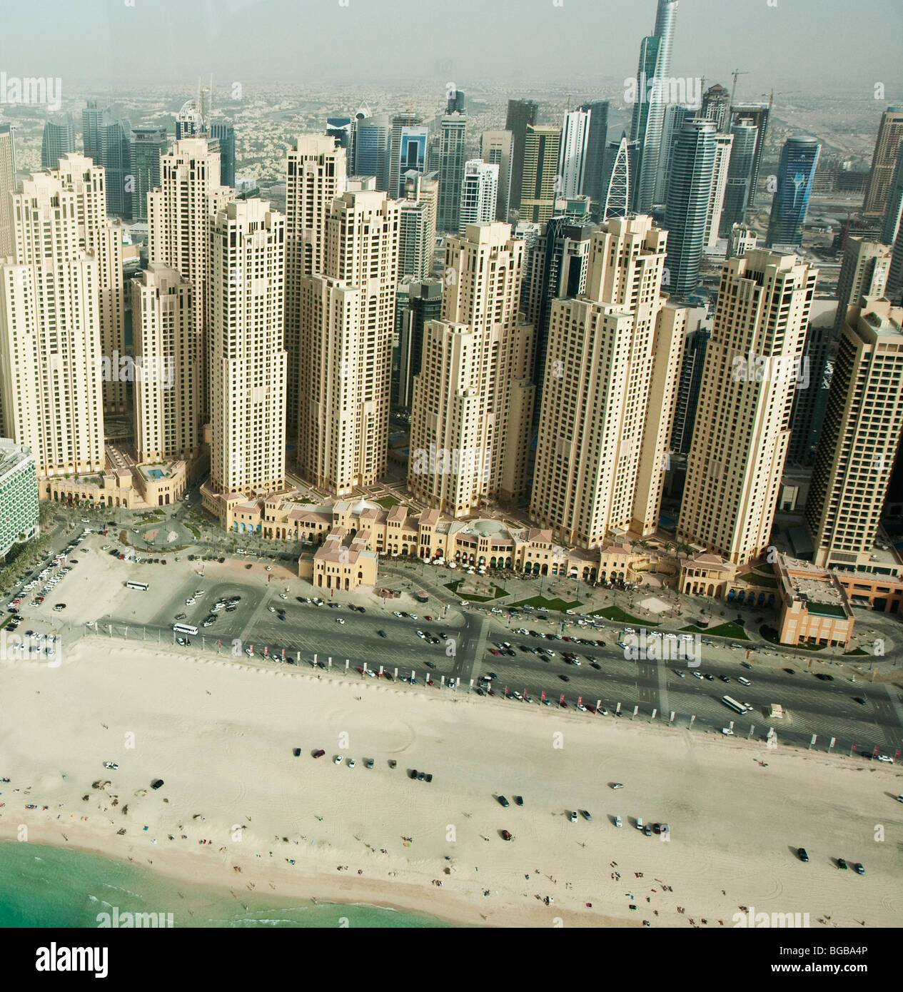 Desde el aire Dubai Marina, Dubai, los Emiratos Árabes Unidos Foto de stock