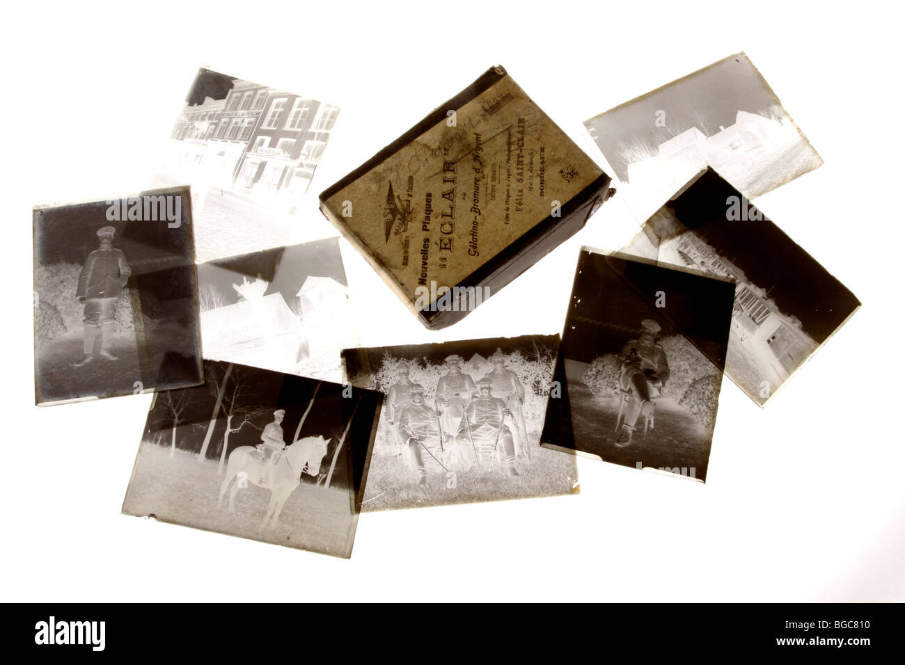 Fotografías antiguas de placas secas de gelatina bromuro de plata Foto de stock
