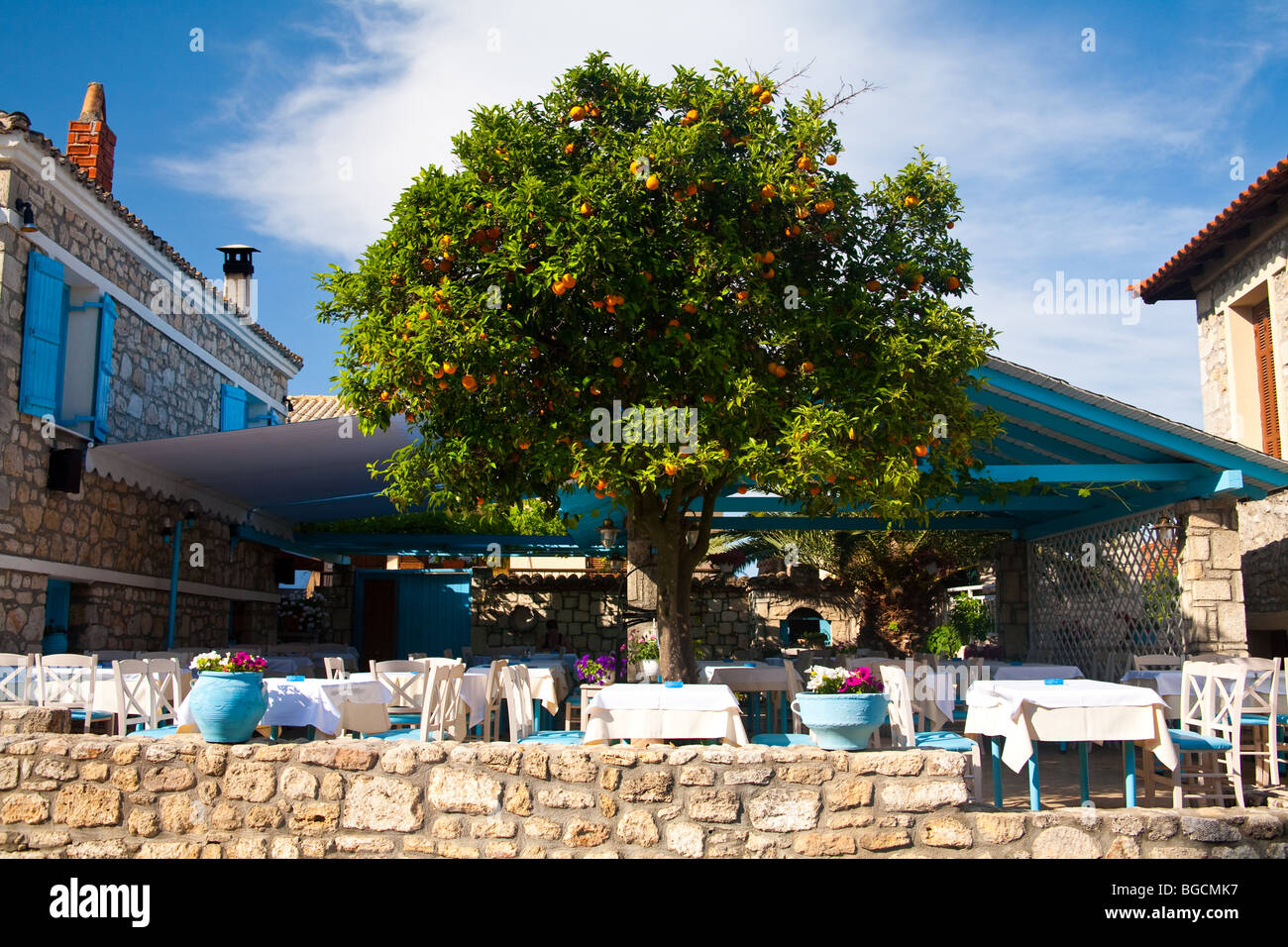 Una imagen del Stromboli taverna de Afitos, Kassandra, Grecia Foto de stock