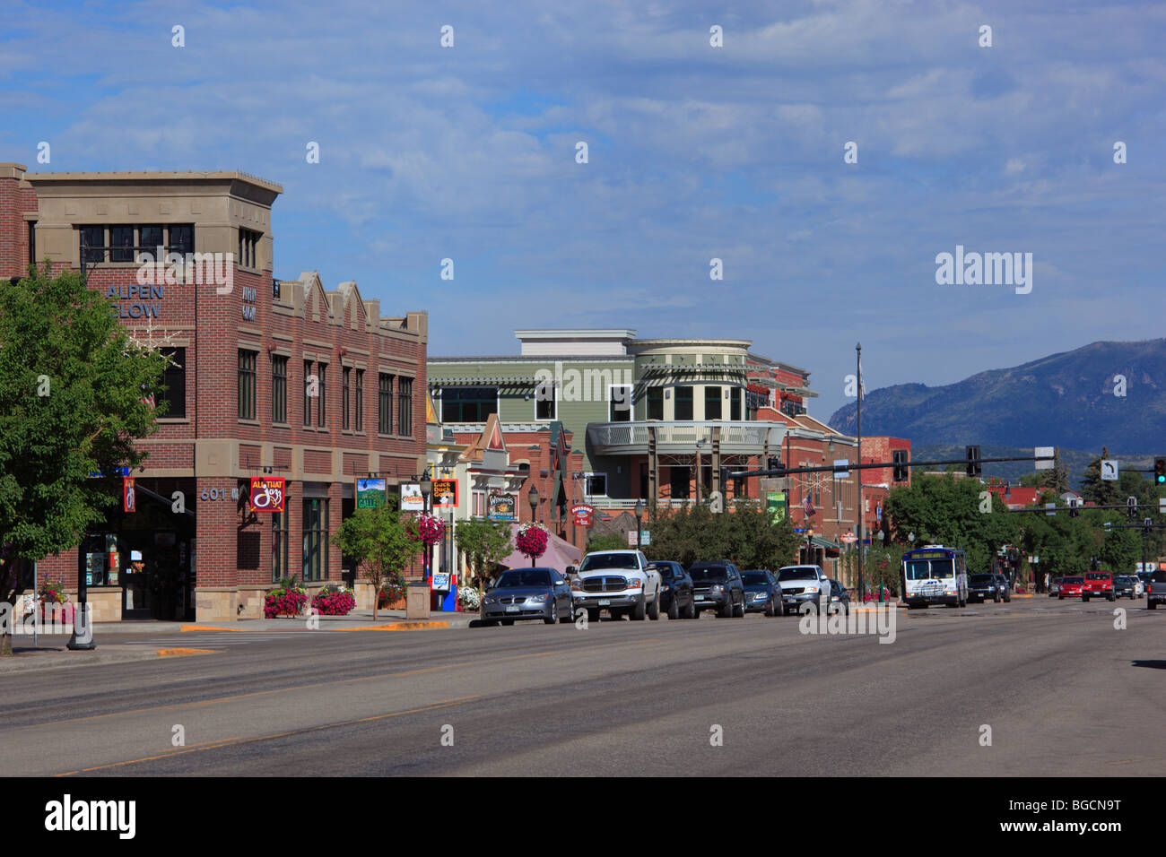 Centro de Steamboat Springs Colorado, EE.UU. Foto de stock