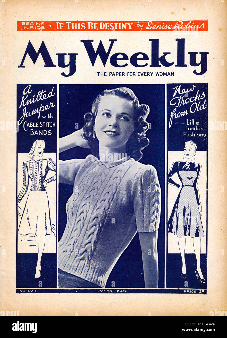 Mi semanal, Nov 1940 Portada de la revista de moda y estilo de vida de mujeres manteniendo el frente de casa feliz Foto de stock