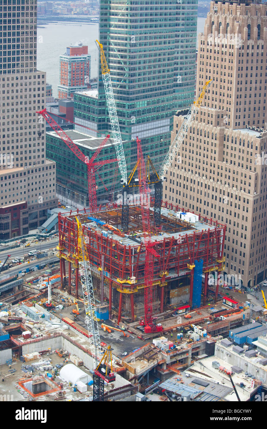 Sitio en construcción Ground Zero 12/14/09 en la Ciudad de Nueva York Foto de stock