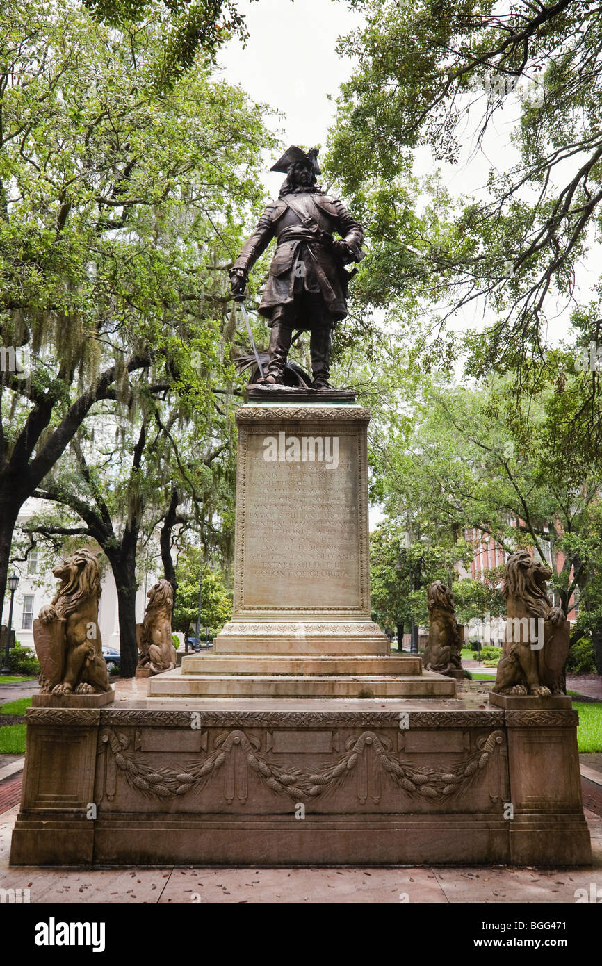Estatua Oglethorpe, Savannah Foto de stock