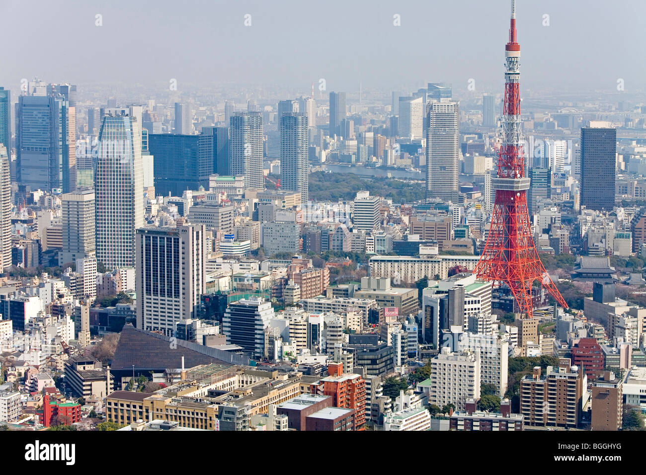 Horizonte de Tokio, Japón, la perspectiva aérea Foto de stock