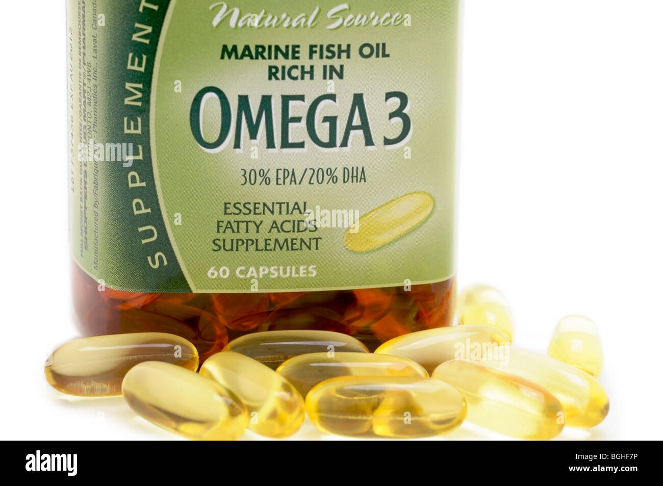 Las cápsulas de omega 3 Foto de stock