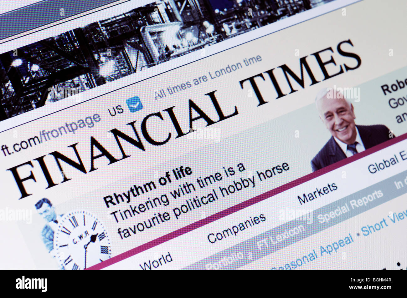 Sitio web de Financial Times Foto de stock