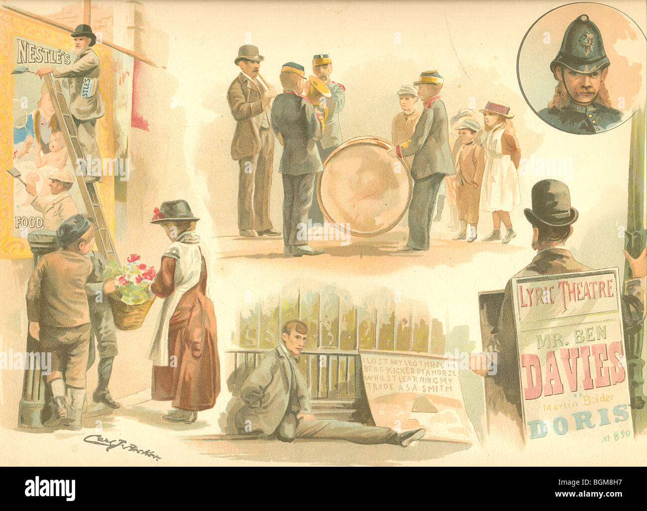 Tipos de London street life por Carl Becker 1886 Foto de stock