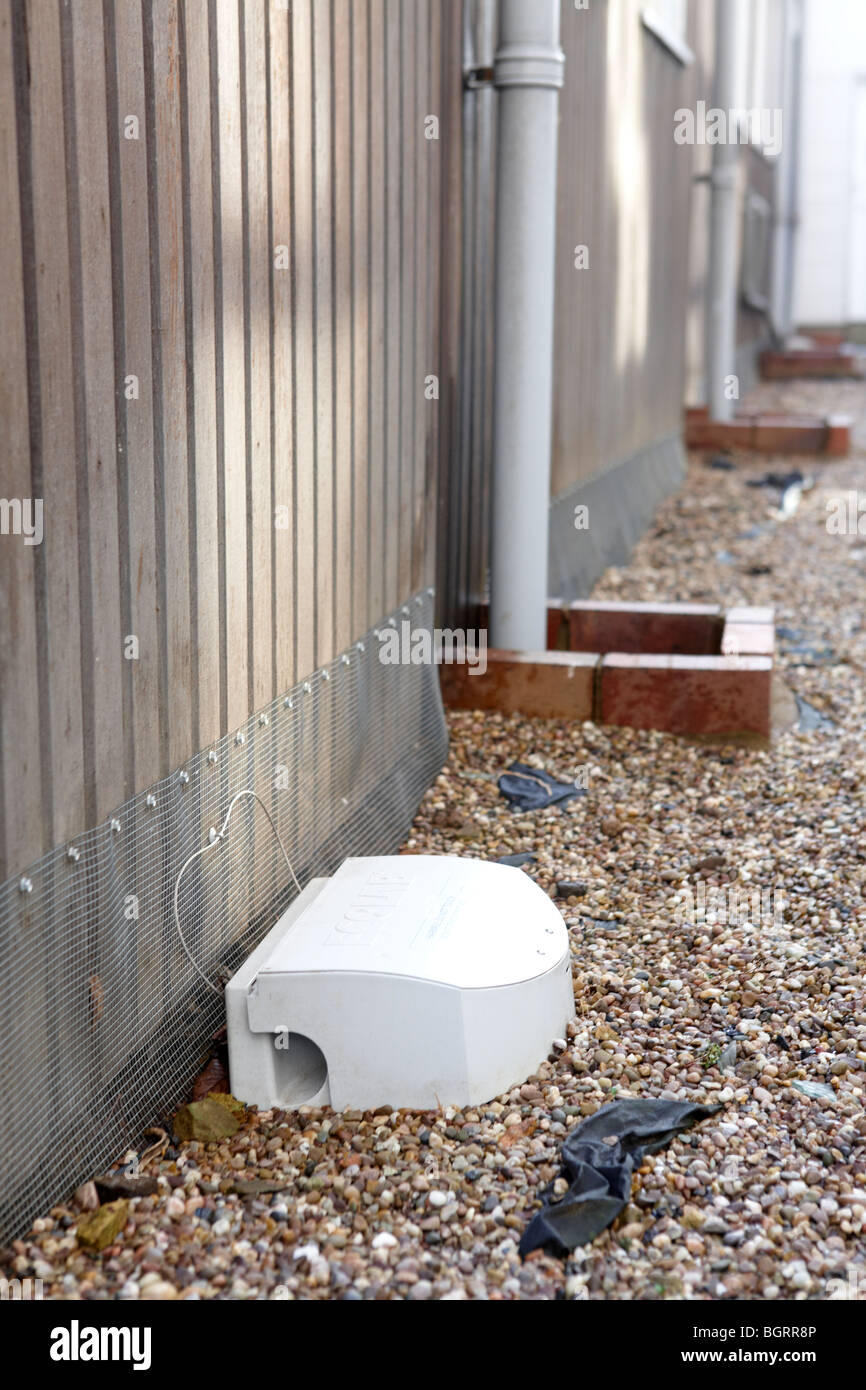 Esta trampa colocada fuera de un edificio público para la captura de roedores, ratones, ratas y plagas. Foto de stock