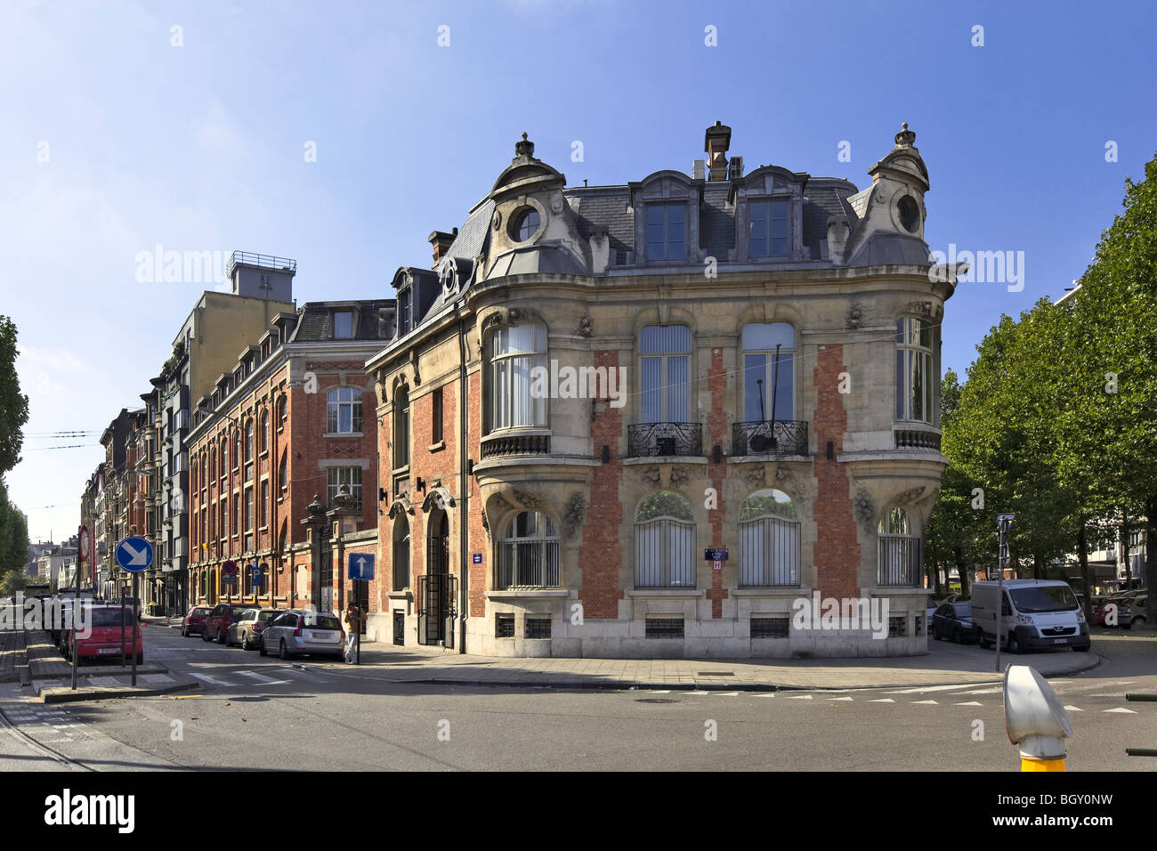Quai du Commerce 48-50, Bruselas, Bélgica. Patrimonio de arquitectura Foto de stock