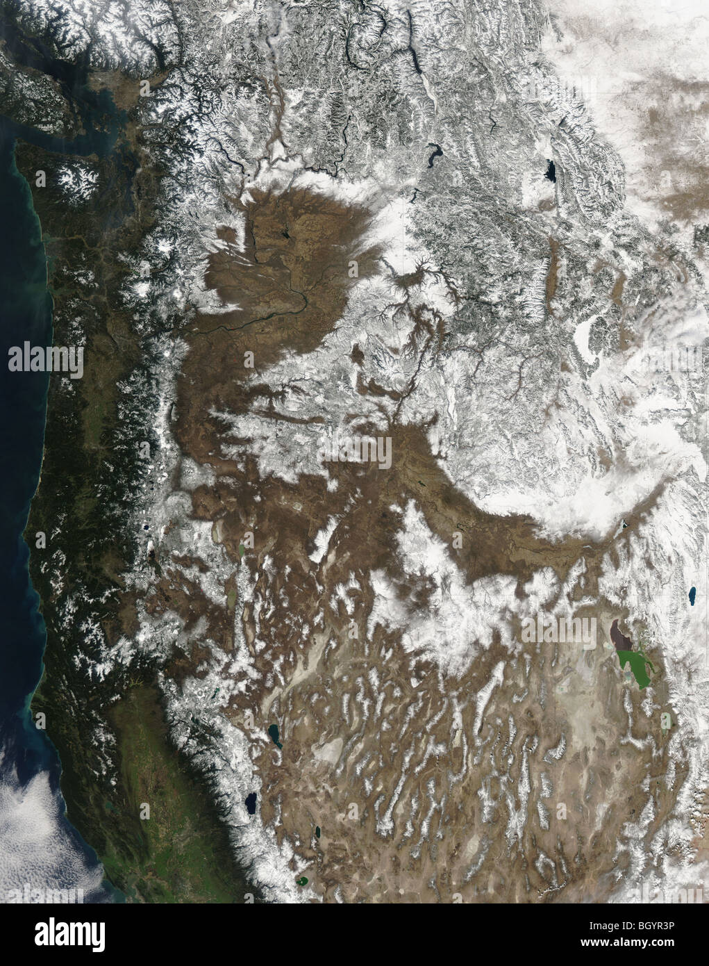 Imagen de satélite de los Estados Unidos occidentales NASA crédito Foto de stock
