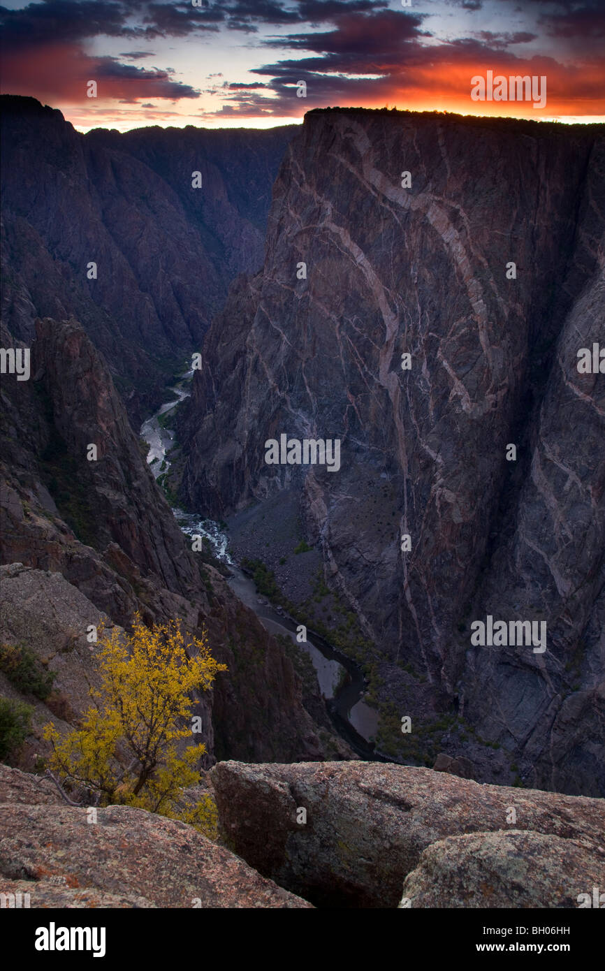La pintura en la pared, Black Canyon del Parque Nacional Gunnison, Colorado. Foto de stock
