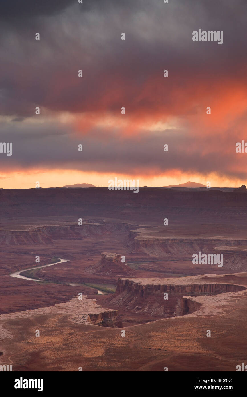 Vistas del Río Verde, distrito de Island in the Sky, Canyonlands National Park, cerca de Moab, Utah. Foto de stock
