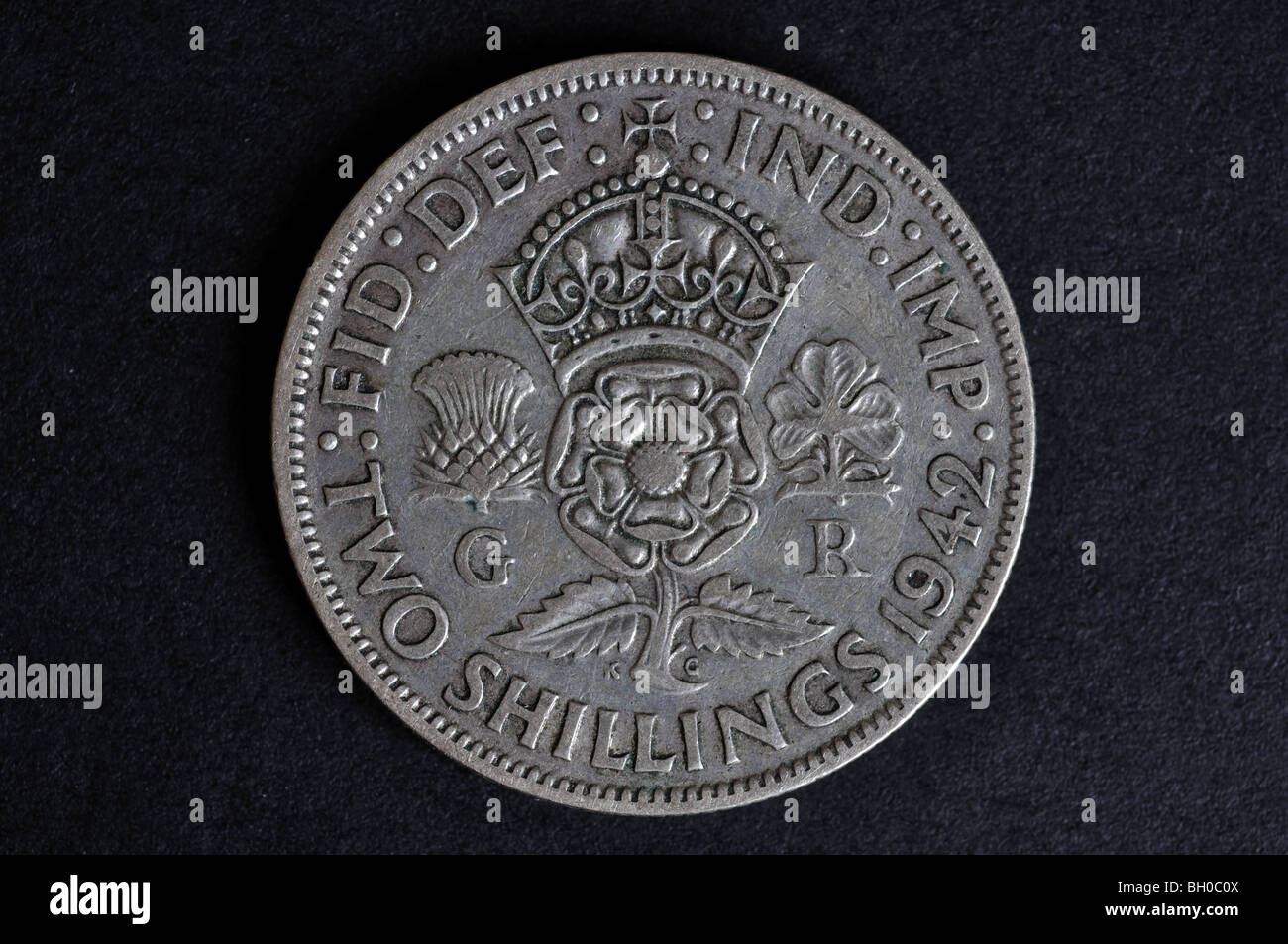 1942 Dos chelines coin UK Foto de stock