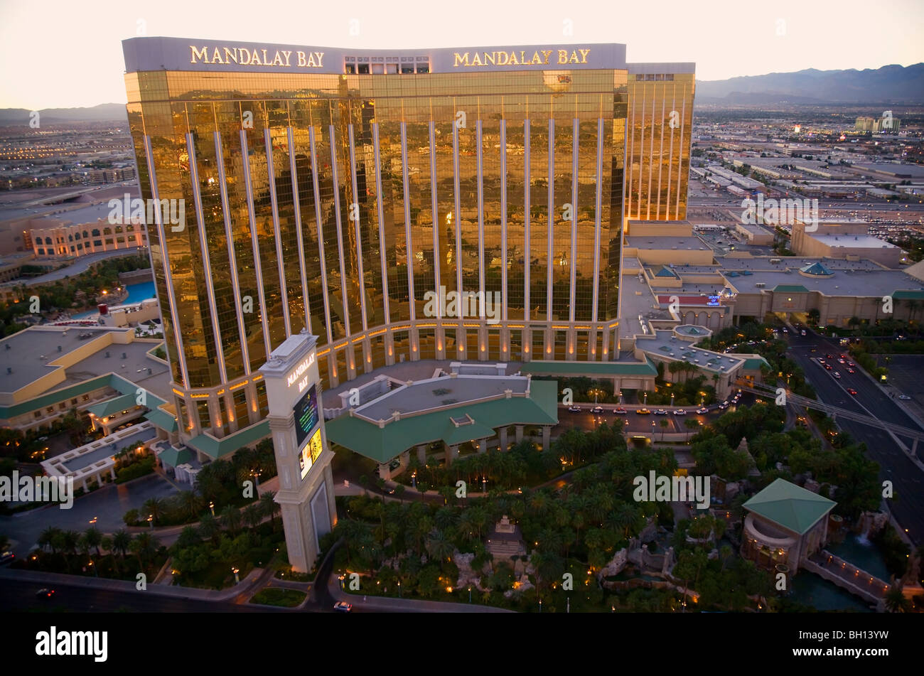 Vista aérea del Mandalay Bay, Las Vegas, Nevada. Foto de stock