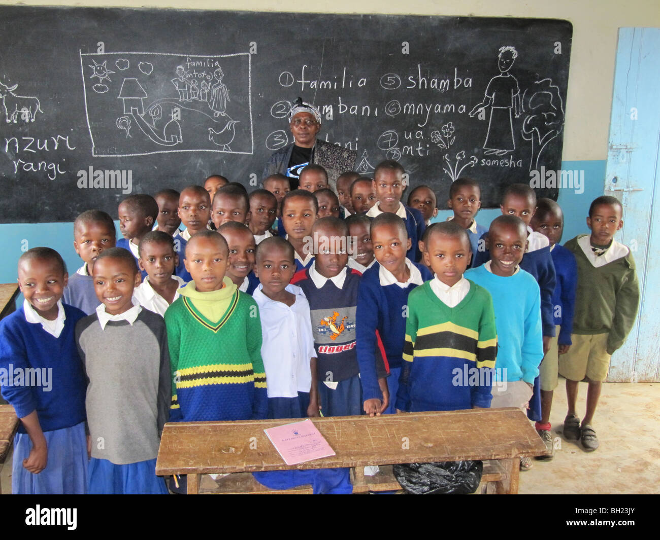 Los niños de la escuela africana Kilema Moshi, Tanzania, África Oriental Foto de stock