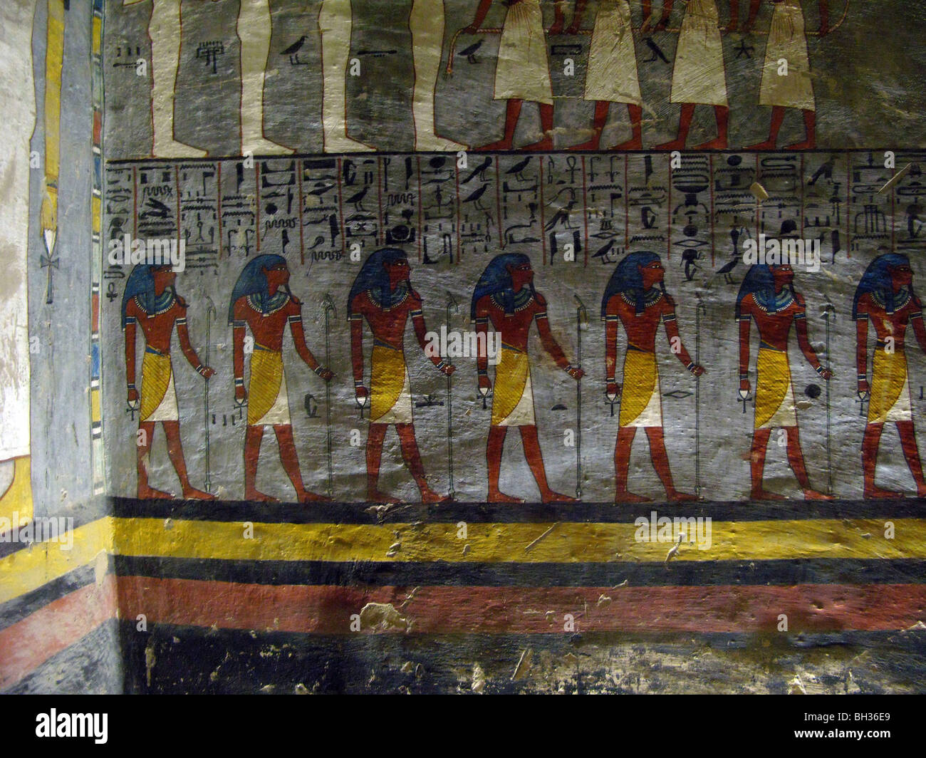 Pinturas en la tumba de Ramsés III, el Valle de los reyes, Alto Egipto, Luxor, orilla izquierda
