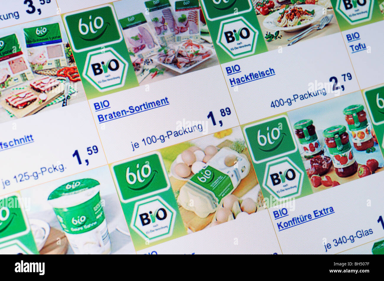 Bio comida compras online Foto de stock