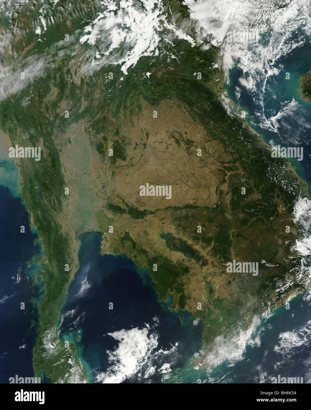 Diciembre 24, 2009 - Vista Satélite de Indochina. Foto de stock