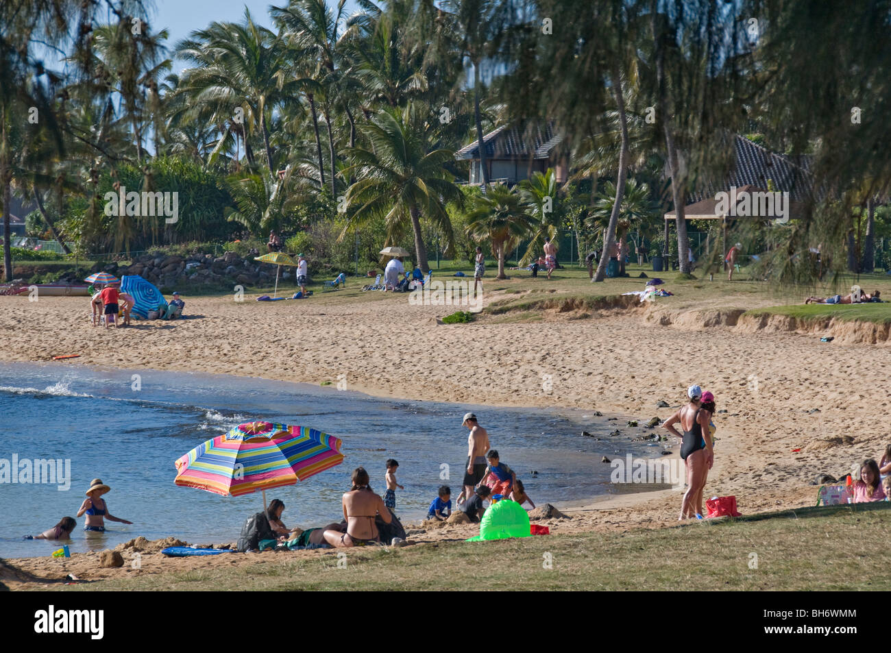 Escenas de playa en Kauai, Poi Pu Foto de stock