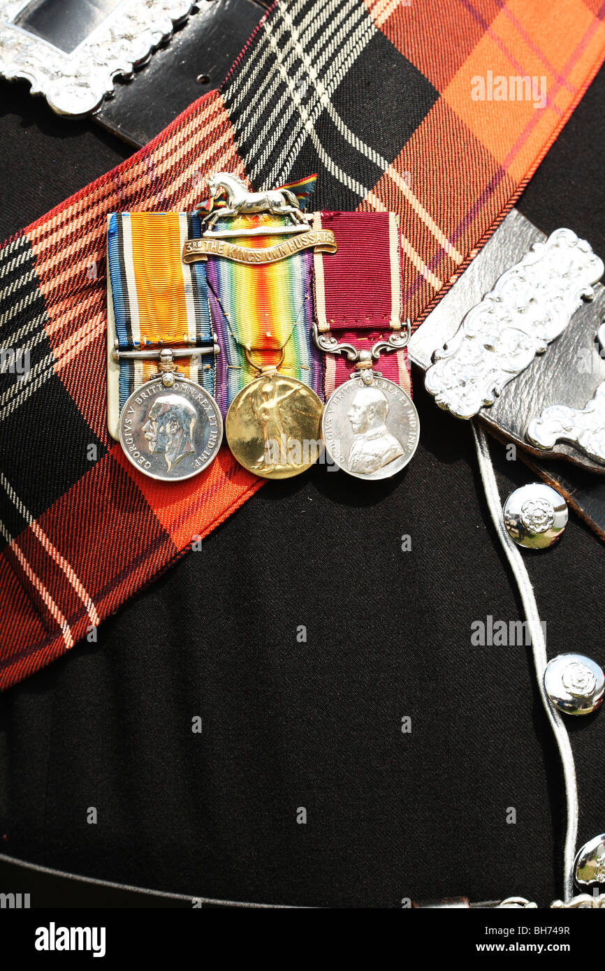 Medallas militares cintas tartan Foto de stock