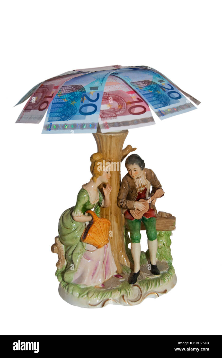 Concepto financiero feliz jubilación Euros vejez ricos europeos Foto de stock