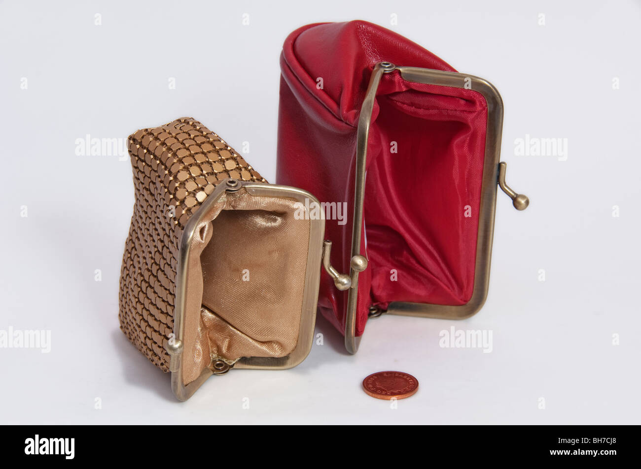 Concepto financieros vacíos, monederos, Penny, coin Fotografía de Alamy