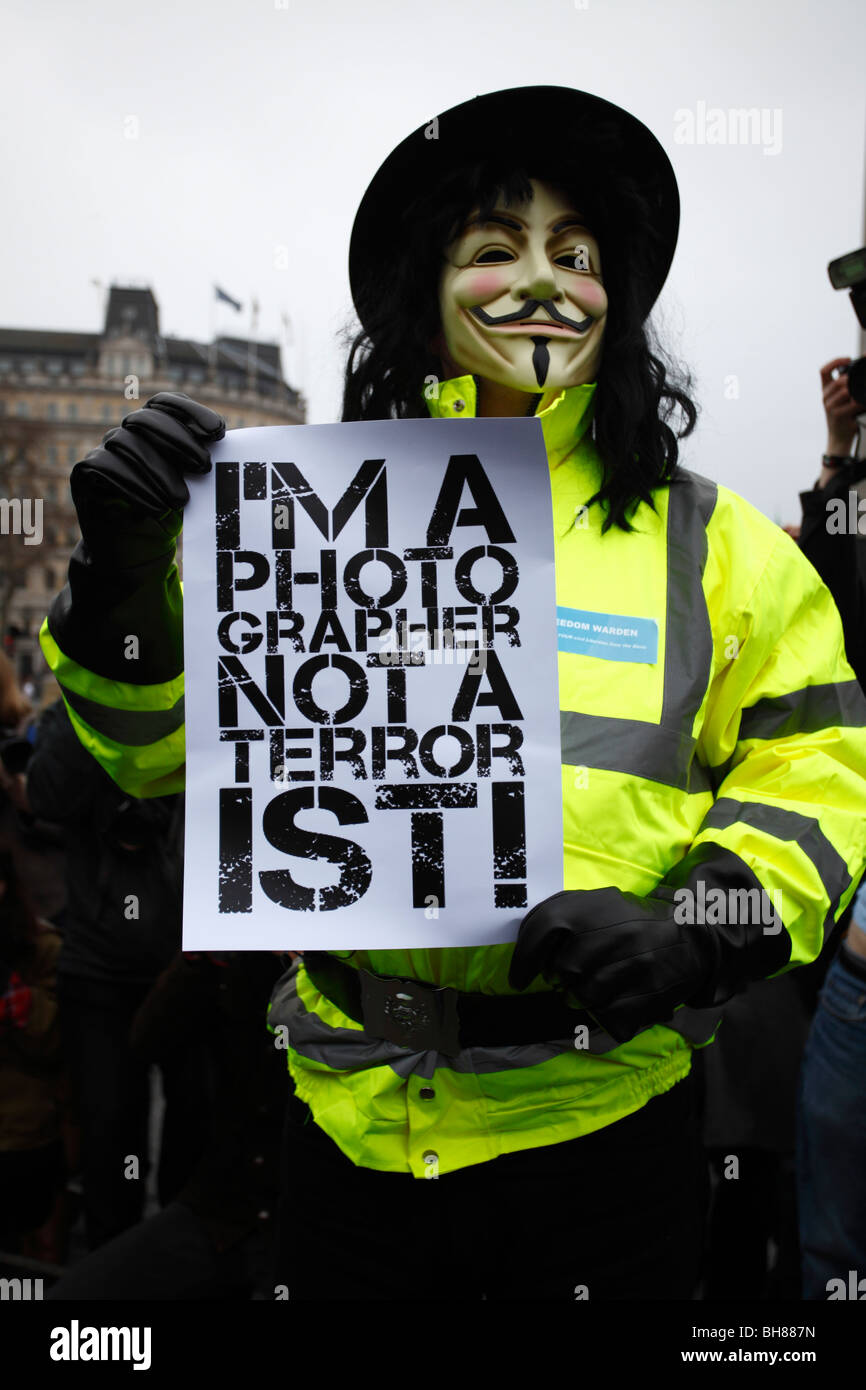 Soy un fotógrafo no es un terrorista foto masiva reunión en Trafalgar Square, Londres, 23 de enero de 2010 Foto de stock