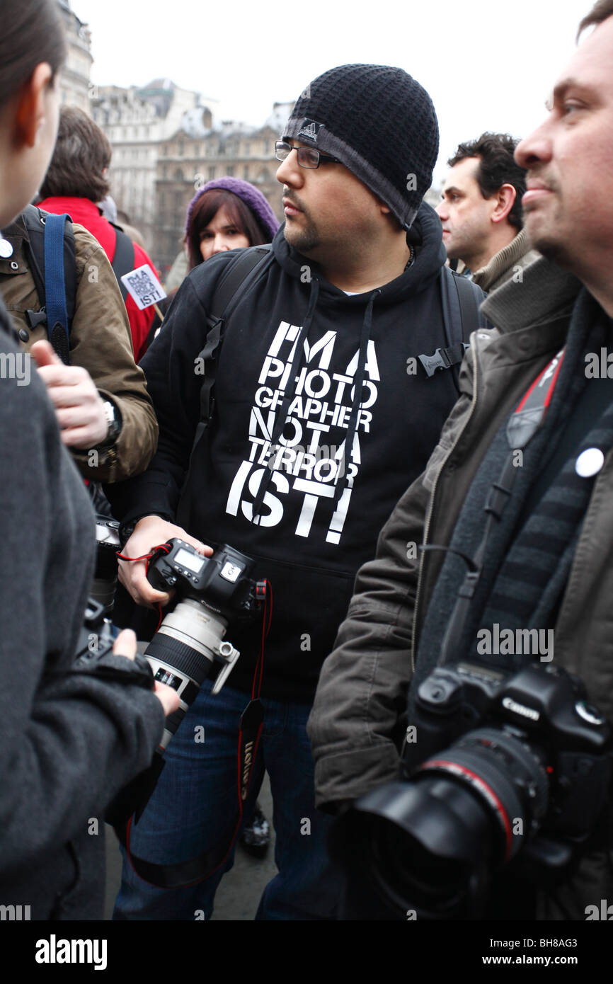 Soy un fotógrafo no es un terrorista foto masiva reunión en Trafalgar Square, Londres, 23 de enero de 2010 Foto de stock