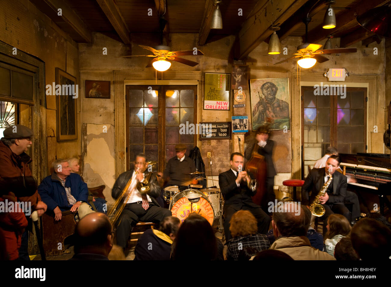 Preservation Hall Jazz Band, el Barrio Francés de Nueva Orleans, Luisiana Foto de stock