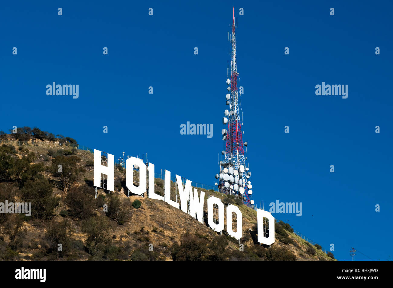 La señal blanca de Hollywood, Los Ángeles, California, Estados Unidos. Foto de stock