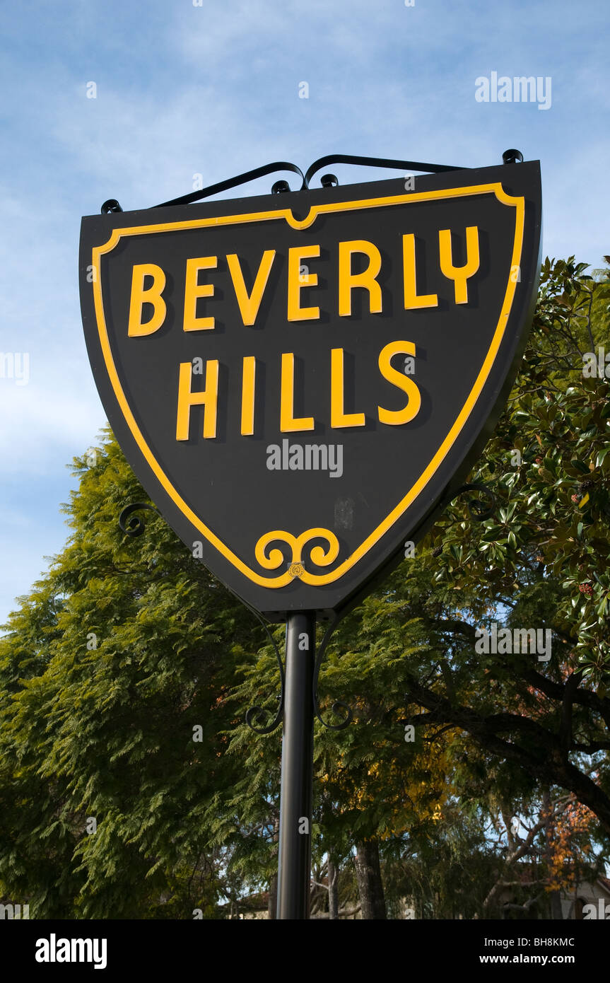 Las señales de calle de Beverly Hills, Beverly Hills, Los Ángeles, California, Estados Unidos. Foto de stock