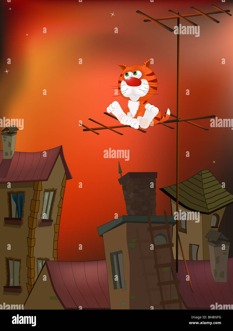 En un triste cuento de hadas gato enamorado y el amor Foto de stock