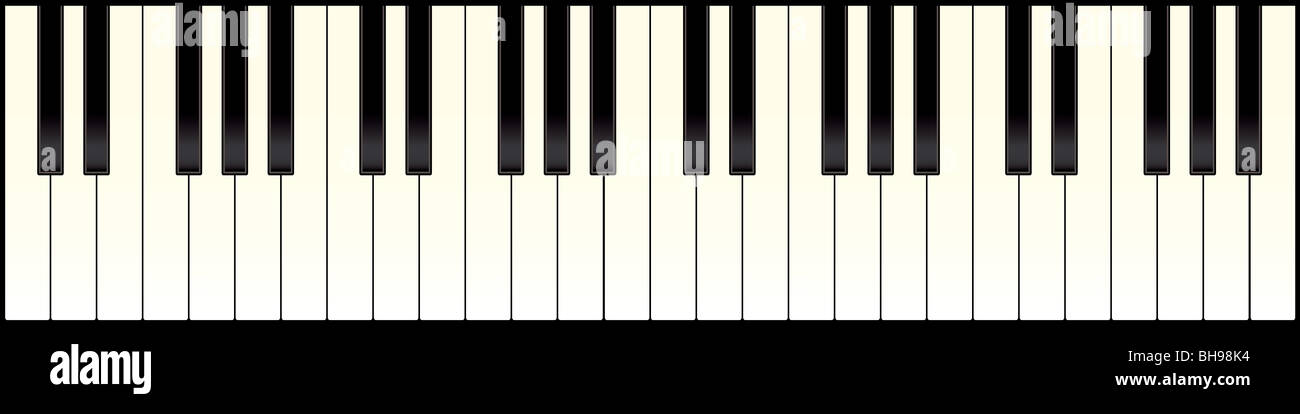 En el teclado del piano de tamaño completo con teclas en blanco y negro  Fotografía de stock - Alamy