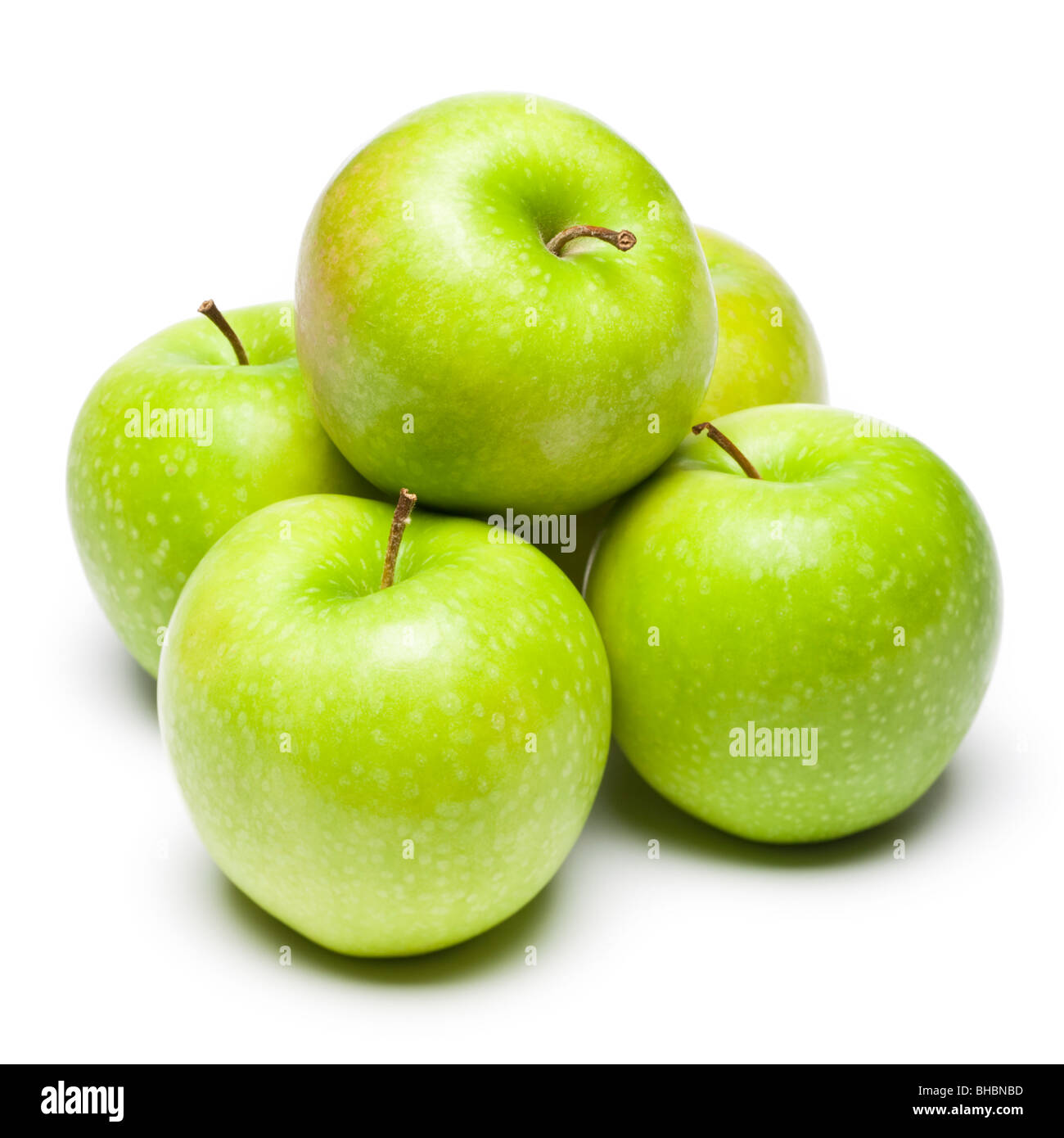 Manzanas - manzanas verdes sobre fondo blanco studio cortar Foto de stock