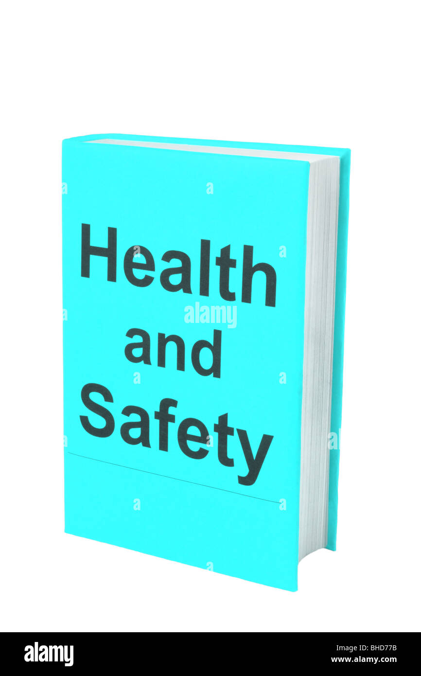 Libro con palabras la seguridad y la salud en la cubierta azul pálido. Foto de stock