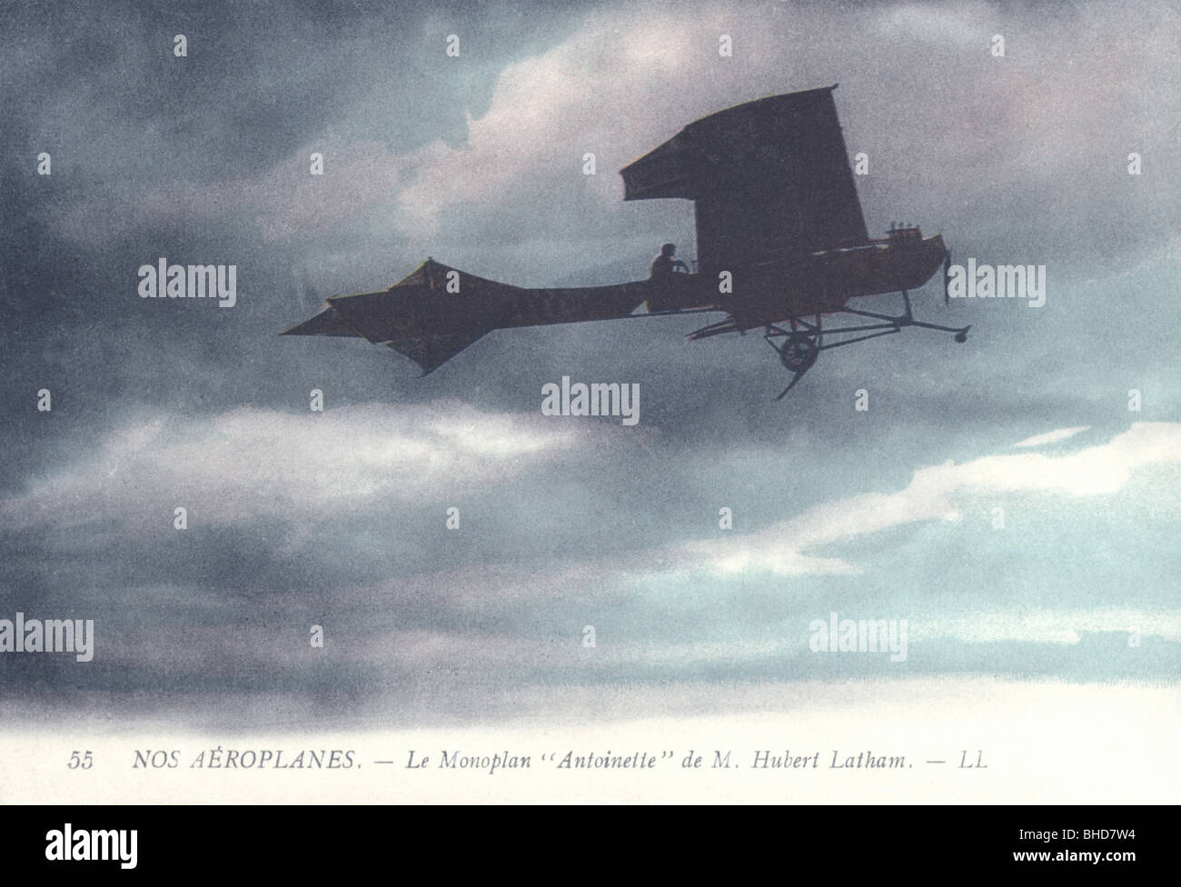 Transporte / transporte, aviación, avión de Hubert Latham 'Antoinette VII', postal, color, 1909, Foto de stock