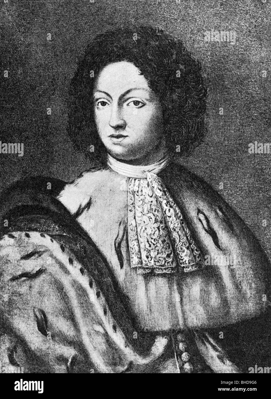 Charles XI, 24.11.1655 - 15.4.1697, Rey de Suecia 23.2.1660 - 15.4.1697, longitud media, mezzotint, siglo 19, , Foto de stock