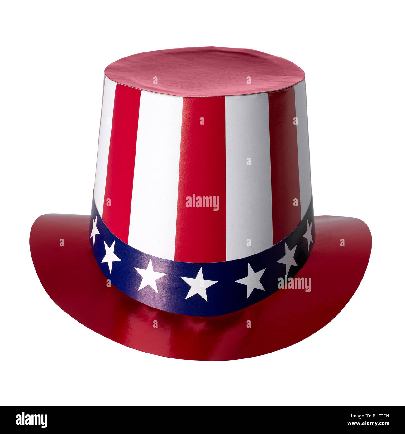 El Tío Sam Top Hat patriótica del 4 de julio rojo blanco blue stars stripes Foto de stock